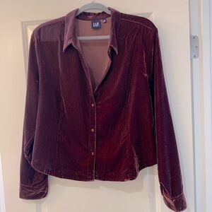 Purple velvet XL Gap button up collared top